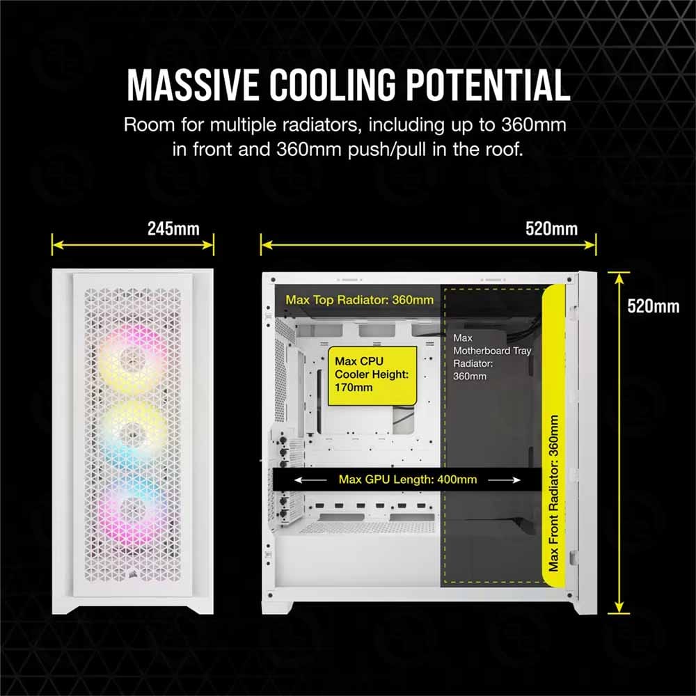 Vỏ máy tính Corsair iCUE 5000D RGB Airflow, True White (CC-9011243-WW) - Ảnh 3