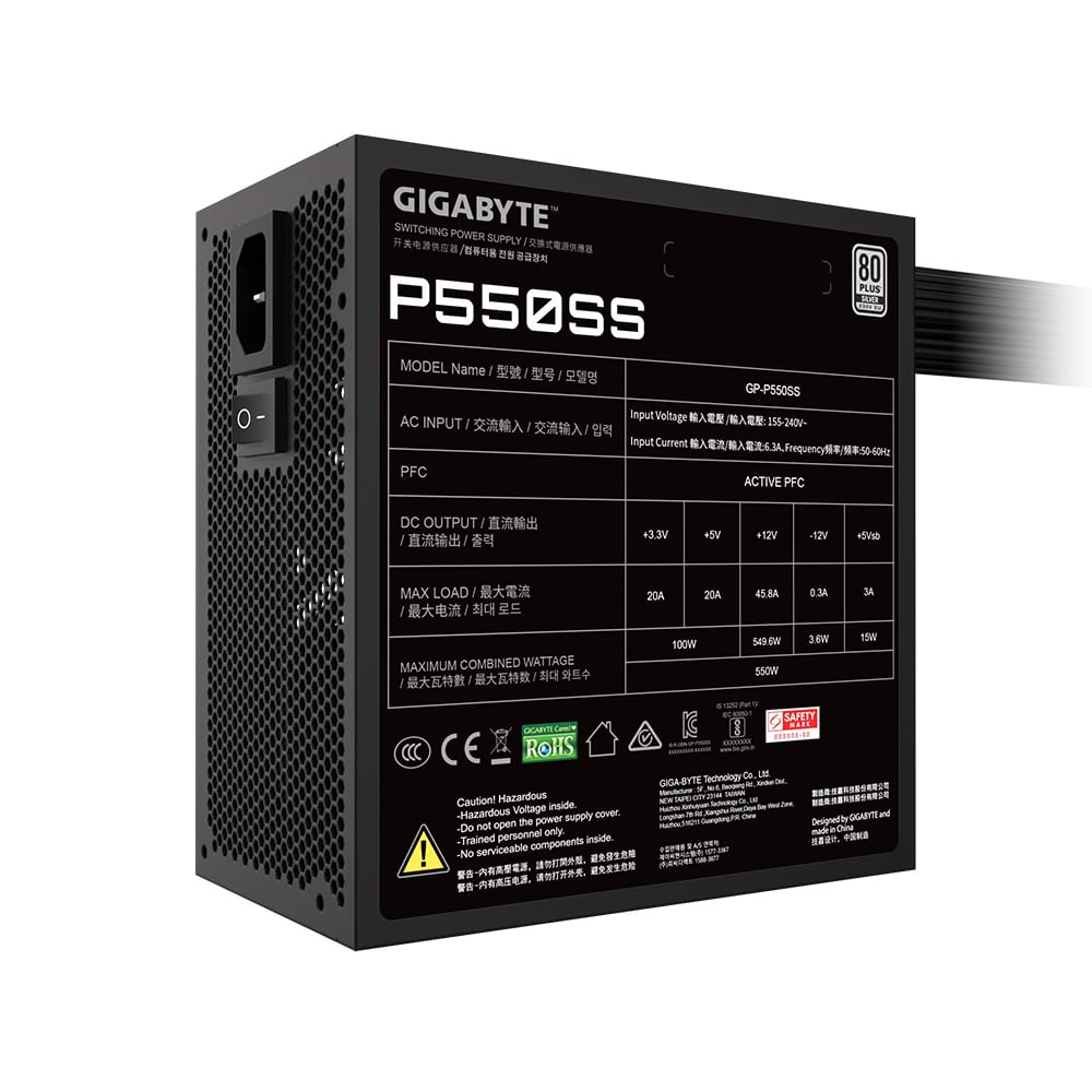 Nguồn GIGABYTE P550SS 550w (80 plus Silver, ATX 3.0) - Ảnh 3